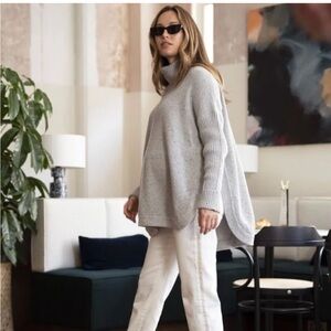 Grey Cotton Cape-Style Maternity Sweater